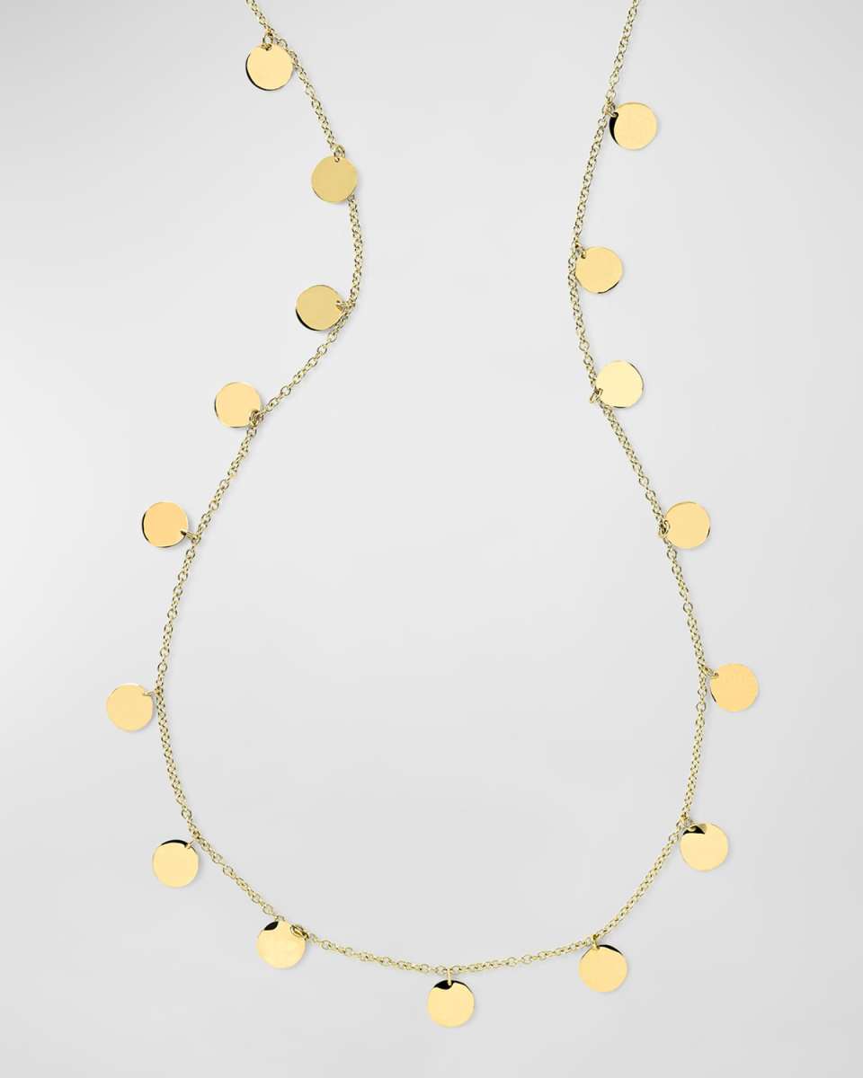 Long Paillette Layering Necklace in 18K Gold